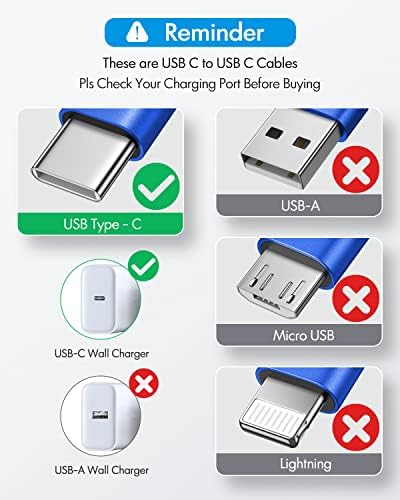 Cleefun [26ft/8m] USB C אורך במיוחד C ל- USB C כבל, זווית ימנית 90 מעלות, PD 60W מטען מהיר סוג C כבל טעינה מסוג